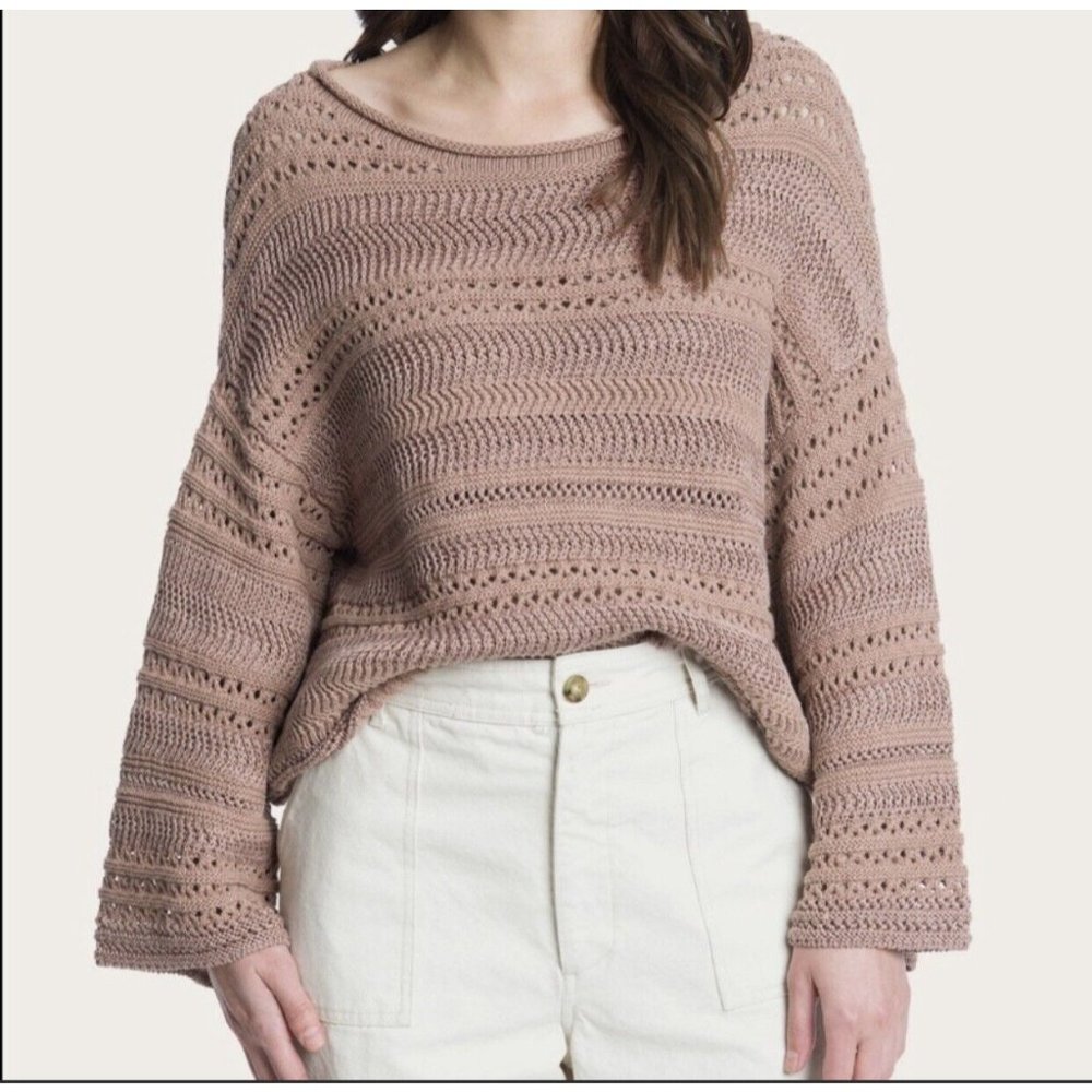 Fyre Women's Desert Rose Flare Sleeve Linen Sweater, Size L/XL,